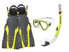 16029set-l-xl-yelblk Body Glove Aquatic Enlighten Ii Mask Snorkel And Fins Set