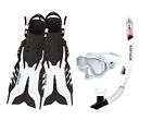 17810pset-l-whtblk Body Glove Aquatic Predator Purge Mask Snorkel And Fins Set