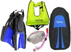 2007 Typhoon Sports Free Teen Snorkel Fins Mask Vest Bag Blue