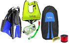 2008 Typhoon Sports Free Teen Snorkel Fins Mask Vest Bag Blue