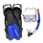 43869 Blue Diving Set Snorkel Fin Mask Lens Adults 674775443869