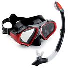 713001651705 Scuba Diving Mask Dry Snorkel Set Meesport Tempered