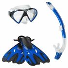 7530325-blue-s-m Warnaco Swimwear Speedo Equipment Hyperfluid Mask Snorkel Fin Set With