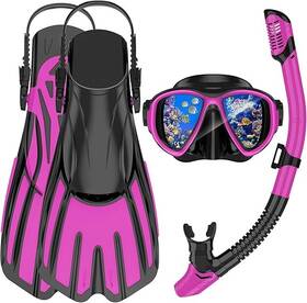 Acqces 720158407239 Adult Snorkel Set Anti-fog Mask Dry Top Fins And Travel Bag