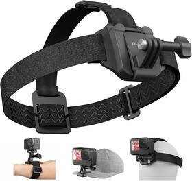 Qhm-001 Adaptom Telesin Head Strap Mount With Cap Clip Quick Release Belt Black