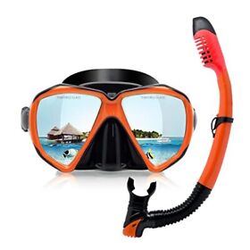 Adult Snorkeling Kit Panoramic Anti-fog Scuba Mask And Dry Snorkel Tempered Gla