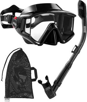 Aegend 445001676619 Snorkeling Gear For Adults Dry Snorkel Set Panoramic View Enhanced Anti