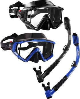 Aegend 445026295284 Adult Dry Snorkel Set Panoramic View Anti-leak Adjustable Strap Mesh Bag