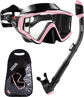 Aegend 445027910919 Snorkeling Gear For Adults Dry Snorkel Set Panoramic View Enhanced Anti