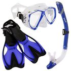 Amzlwwsblxl Ivation Diving Gear Snorkel Mask Fins Set Includes Double