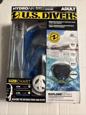 Aqua Lung 053242344654 New U.s. Divers Adult Easy Breathe Snorkel System Mask S/m Full Coverage