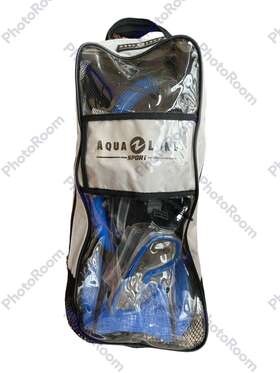 1001262 Aqua Lung Sport Adult Blue Snorkeling Set Snorkel Mask Fins Black Bag Shoes
