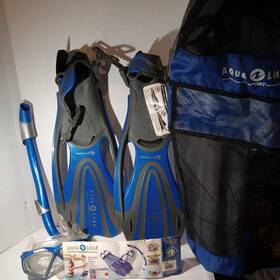 1001958 Aqua Lung Sport Set With Snorkel Fins Mask And Bag Adult Blue Medium