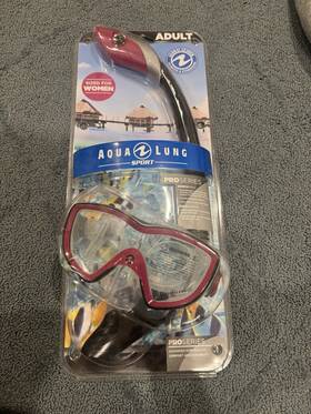 Sc3117112l Aqua Lung New Pro-series Adult Silicone Hawkeye Mask Pike Snorkel Set