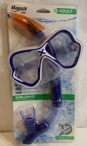 Aqua Swim 889834145473 New Adult Purge Valve Blue Swimming Snorkel And Mask Set 12