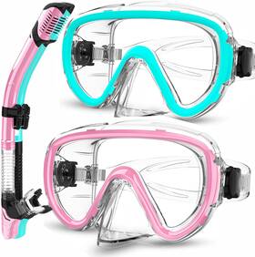 Od202408-2020186p Bairuifu 2 Packs Dry Snorkel Mask Set Snorkeling Pack Light Blue/pink Clear