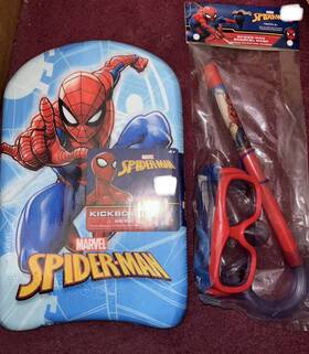 26856 Bestway New Marvel Spider-man Kickboard Kids Swimming Board 16 Inch 4 Years And Snorkel Mask