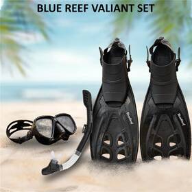 Blue Reef 840014189427 Valiant Set Large/x-large Black Snorkeling Gear For Adults Inclu