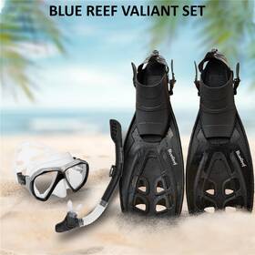 Blue Reef 840014189441 Valiant Snorkel Mask Set Large/x-large Charcoal Snorkeling Gear For