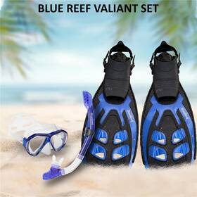 Blue Reef 840014189465 Valiant Snorkel Mask Set Large/x-large Navy Snorkeling Gear For Adul