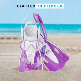 Blue Reef 840014189571 Piper Kids Snorkel Mask Set Purple Snorkeling Gear For Includes