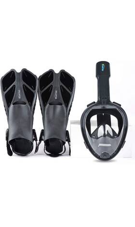 Bluerise 689998180576 Snorkeling Gear Adult Antifog Snorkel Set Mask S/m Fins Ml/xl