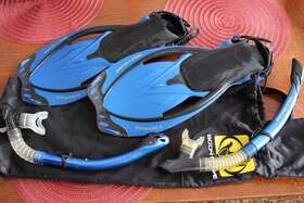 Body Glove 17037setbluclrlx Fins Snorkel Bag Passage Ml/xl Blue/clear Snorkeling Set