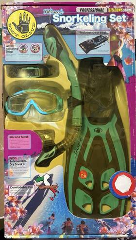 692260 Body Glove Women S Snorkeling Set Mask Snorkel Fins Gear Bag Size 7-8