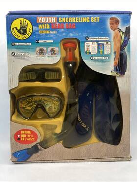 699410 Body Glove Vintage Youth Snorkel Set With Mask Fin Gear Bag Size Large New