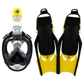 Body Glove 882930209667 Bg22050set-s/m-blkylw Aire Full Face Snorkel And Fins Set For Adults