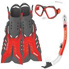 Body Glove Aquatic Fiji Mask Snorkel And Fins Set Small Medium Red Grey