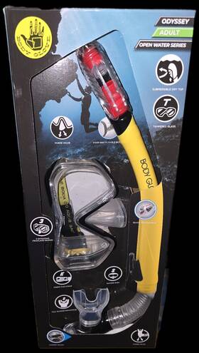Bgl23002cmb-2 Body Glove Adult Odyssey Purge Mask And Snorkel Gopro Mount Combo Yellow