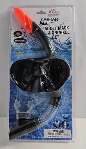 Cayman 763562450095 Adult Mask And Snorkel Set - Black Swim Gear Sport New Sealed