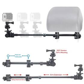 Chargercity Mggp5 Dsk Secure Dual Post Lock Telescopic Headrest Mount With Sliding Black