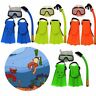 204043 Children Kids 3pcs Swimming Diving Goggles Snorkel Masks Snorkeling Flippers Set