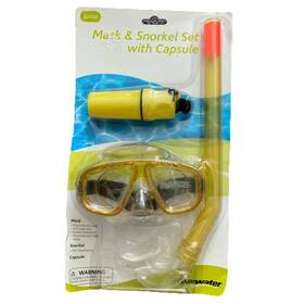 Clearwater 072000883983 Junior Mask And Snorkel Set W Capsule Yellow Pvc Mouthpiece Skirt