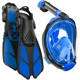 Cozia Design 949539899059 Snorkel Set With Swim Fins Included Free Breathing Full Face
