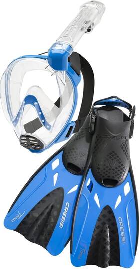 1.94482e Cressi 11 Adult Snorkeling Set Full Face Mask Wide Clear View Anti-fog System S/m