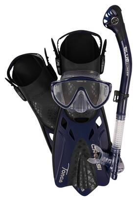 Cressi 194482066293 Tino Adventure Snorkel Set - Clear/navy Blue L/xl