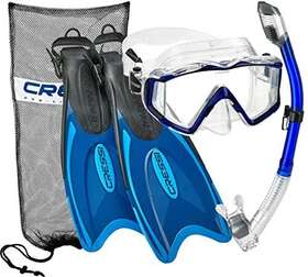 Cressi 810026086632 Italian Design Panoramic View Tempered Glass Lens Snorkel Mask Dry Sn