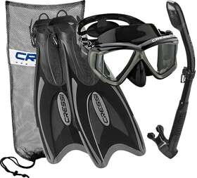 Cressi 810026086731 Italian Design Panoramic View Tempered Glass Lens Snorkel Mask Dry Sno