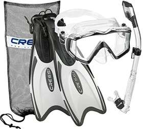 Cressi 810026086748 Italian Design Panoramic View Tempered Glass Lens Snorkel Mask Dry Sn