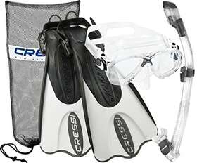 Cressi 810026086984 Italian Collection Palau Adjustable Fin Snorkel Mask Set W