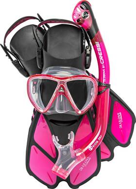 Dm210421 Cressi Adult Snorkel Set Mask Dry Adjustable Fins - Light For Tra