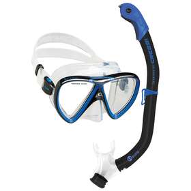Dm245020 Cressi Used Ikarus Mask With Orion Semi-dry Snorkel Combo - Clear-black/blue