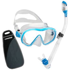Dm330020 Cressi Used F-dual And Supernova Dry Snorkel Combo - Clear/blue