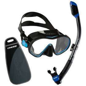 Dm335020 Cressi Used F-dual And Supernova Dry Snorkel Combo - Black/blue