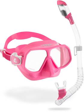 Dm390040 Cressi Rombo And Mini Dry Mask Snorkel Kits Pink/clear