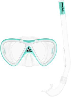 Cressi Dm569130 Mini Peg And Island Mask Snorkel Kits Aqua Green/white