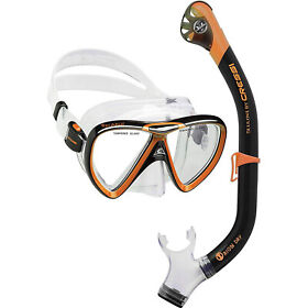 Dm235085 Cressi Ikarus And Orion Dry Mask Snorkeling Set Black Orange
